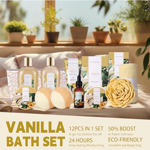Spa Gift Baskets for Women, Spa Luxetique Spa Gifts for Women, Birthday Gifts Spa Kit, 12pc Vanilla Bath Set, Womens Self Care Gifts,Christmas Gifts - Image 4