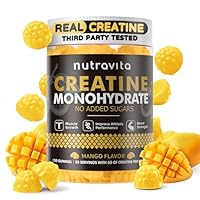 Nutravita Creatine Monohydrate Gummies for Men & Women-5g of Creatine Monohydrate per Serving - Sugar Free,Vegan, Mango Flavor, 120 Count