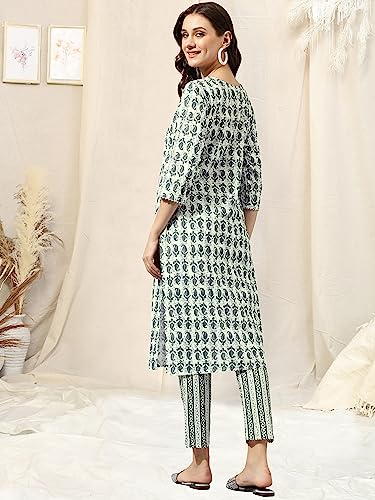 Image of MIRCHI FASHION Pure Cotton Straight Kurta Set for Women with Pant | Printed Kurta Pant Set | Ethnic Office Wear Kurta Set with Trouser