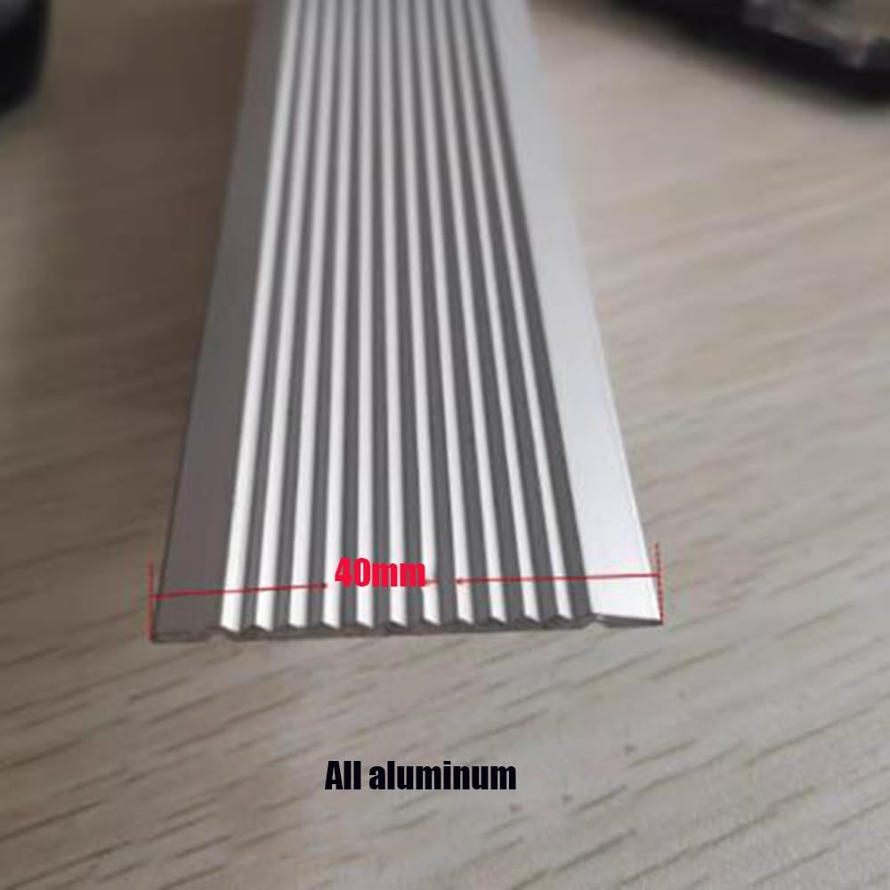 Perfil De Borde De Escalera Aluminio，100×4CM Antideslizante Tira De Borde De Escalera，Perfil De Protección para Borde De Escalón - Plateado
