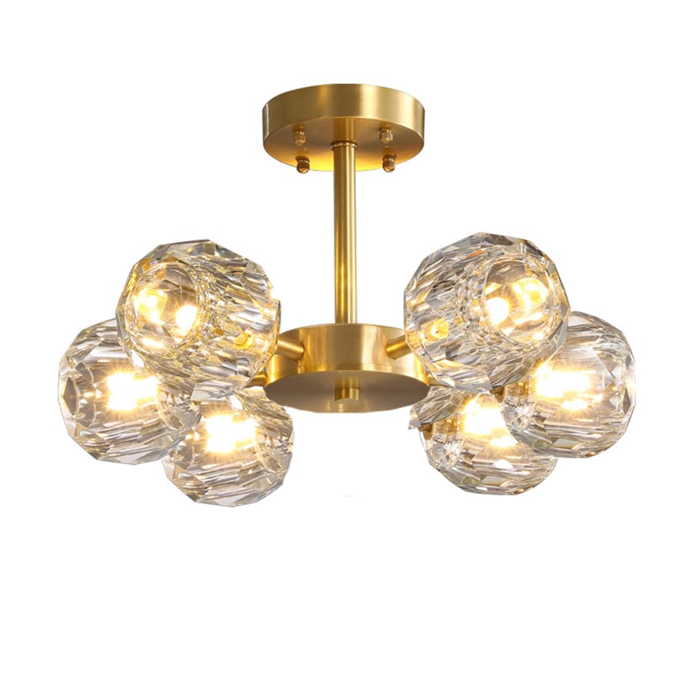 RSZCSMO Postmodern Simple LED Bedroom Chandelier Nordic Luxury Dining Room Study Copper Crystal Chandelier is Suitable for Living Room Hotel,Lighting Fixture