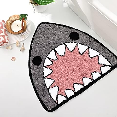 TRUEDAYS Bathroom Rug Bath Mat Shark Shaped Non Slip Bath Rug Extra Soft and Absorbent Microfiber Bath Rugs for Bathroom Floor Tub and Shower Dry Quickly Cover