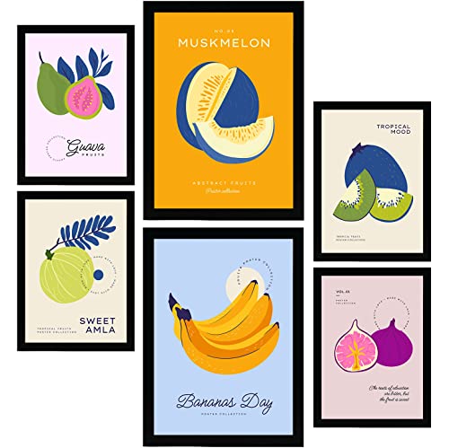 Nacnic Set de 6 Posters de Comida y Alimentación. Frutas tropicales. Láminas de Naturaleza y Nutrición para el Diseño y Decoración de Interiores. Tamaños A3 & A4, sin marcos.