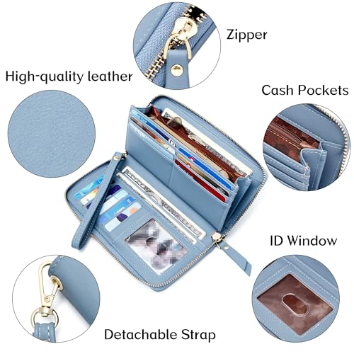 GEEAD Wristlet Wallets for Women PU Leather RFID Blocking Zip Around Long Phone Clutch Wallet4