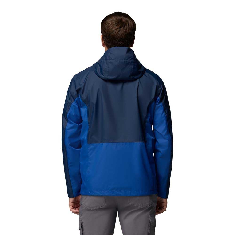 Columbia Męska kurtka Pouring Adventure 3, wodoodporna kurtka przeciwdeszczowa, Collegiate Navy, Mountain Blue, XL