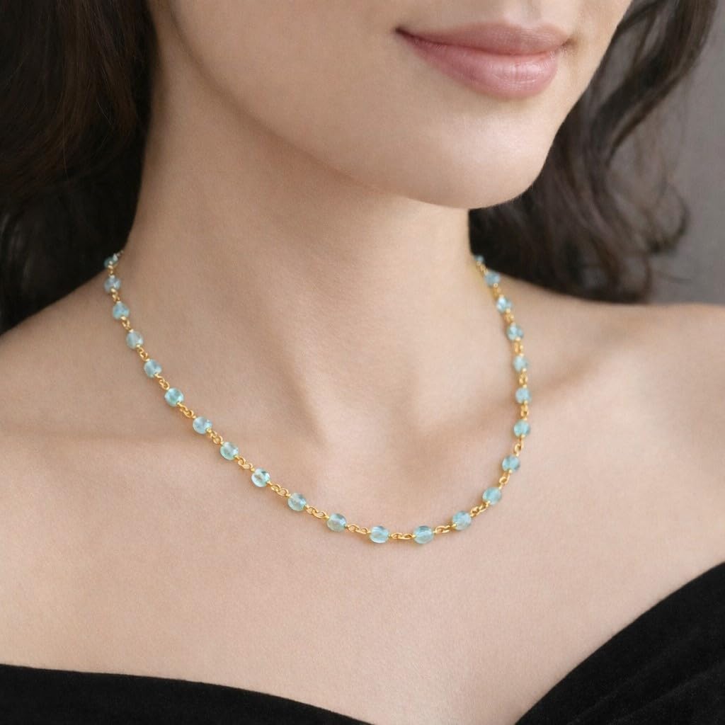 14K Gold Plated 3mm Beaded Chain Necklace for Women – Minimalist Dainty Station Necklace, Thin Adjustable Gold Plated Jewelry for Layering, Everyday Wear, Casual Styling and Gifting - Image 7