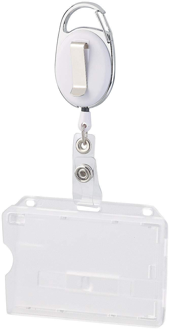 Ausweishülle mit Band: 50er-Set Ausweishüllen aus Hartplastik, 60-cm-Jojo-Befestigungs-Clip (Kartenhülle mit Band, Ausweishülle Hartplastik mit, Zip)