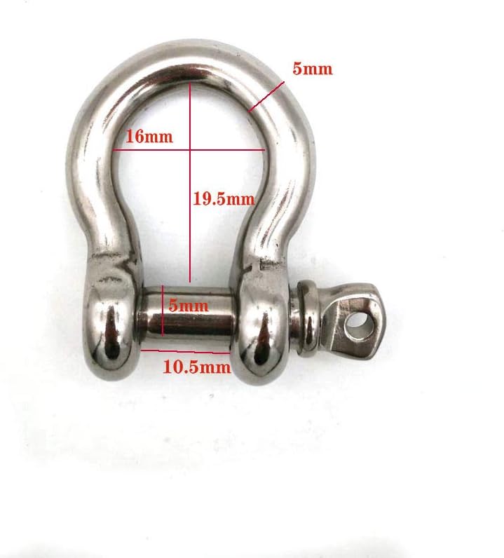 3/16"(5mm) Screw Pin Anchor Shackle Stainless Steel Bow Shackle Load Clamp for Chains Wire Rope Lifting Paracord Outdoor Camping Survival Rope Bracelets-5 Pieces (Pack of 2)