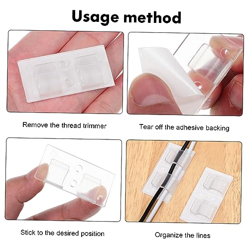 ULTECHNOVO 50 piezas Sujetacables Adhesivos Clips para Fijar Cables bajo Escritorio Organizadores para Oficina y Hogar miniatura 3