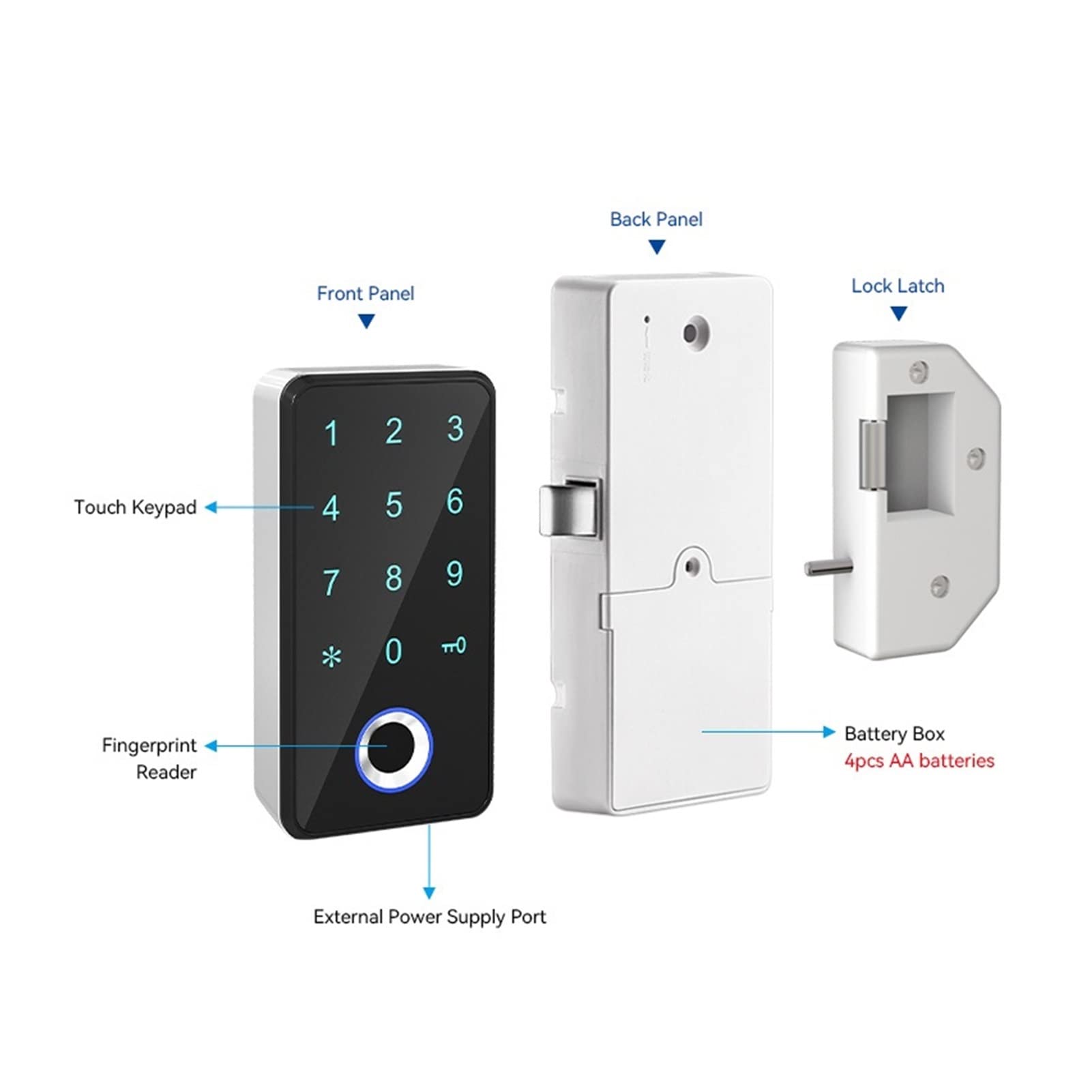 Inteligentny zamek do drzwi, Elektroniczny inteligentny czujnik magnetyczny RFID Control Fingerprint Szafka Szuflada Lock(EM118F-black)
