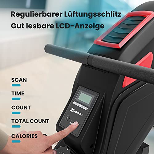 Hop-Sport HS-070R Luft-Rudergerät klappbar für zuhause - Rudermaschine mit Luft- & Magnetwiderstand, LCD-Display, bis… – Bild 3