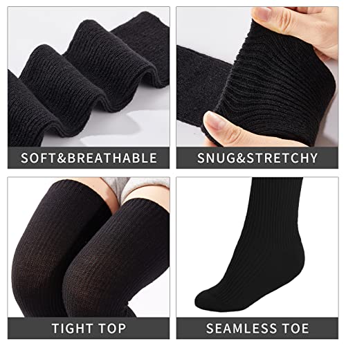 Image of Abodhu Womens Thigh High Socks, Over Knee Socks for Women, Striped Knit Long Tall Stockings, Cosplay Casual Socks
