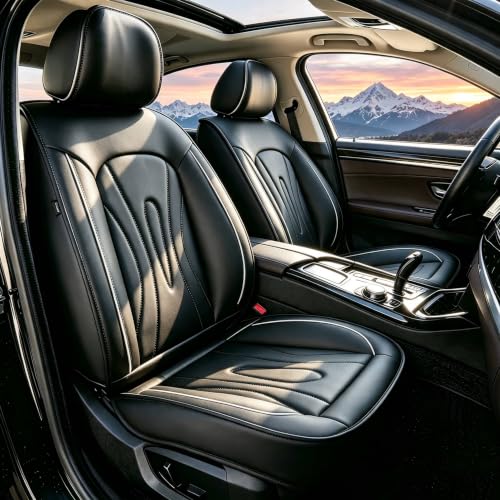 Image of Car Seat Covers for Subaru Crosstrek 2016-2026 Full Set Faux Leather | Waterproof Breathable Scratch Resistant 360 Wrap Airbag Compatible Easy Clean（5 Seats,Black)