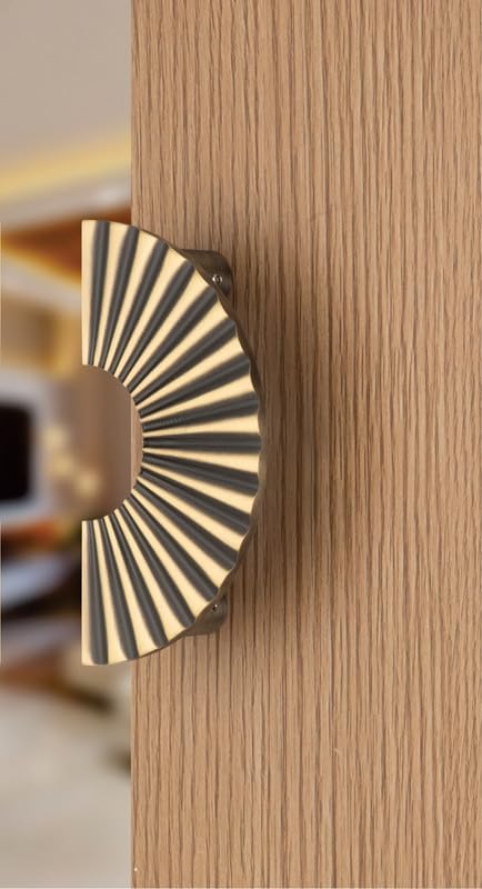 Image of COMPASS Brass 6-inch Round Shape Door Handle for Main Door and Pull-Push Handle of Home /Hotel /Office Door Hardware for Single and Double Door,RPH-103 - Pack of 1 Set (Brass Antique)