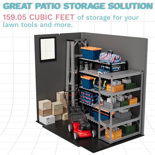 Image of Devoko 6x4 FT Resin Storage Shed with Floor, Waterproof Tool Storage Shed with Lockable Door for Patio, Garden, Backyard, Dark Gray