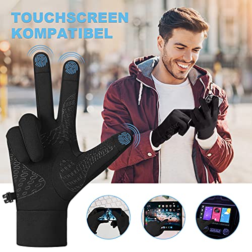 Foto von anqier Fahrradhandschuhe Herren Damen Winter Handschuhe- Touchscreen, rutschfest & warm Winddicht für Radfahren, Läuft, Skifahren, Autofahren
