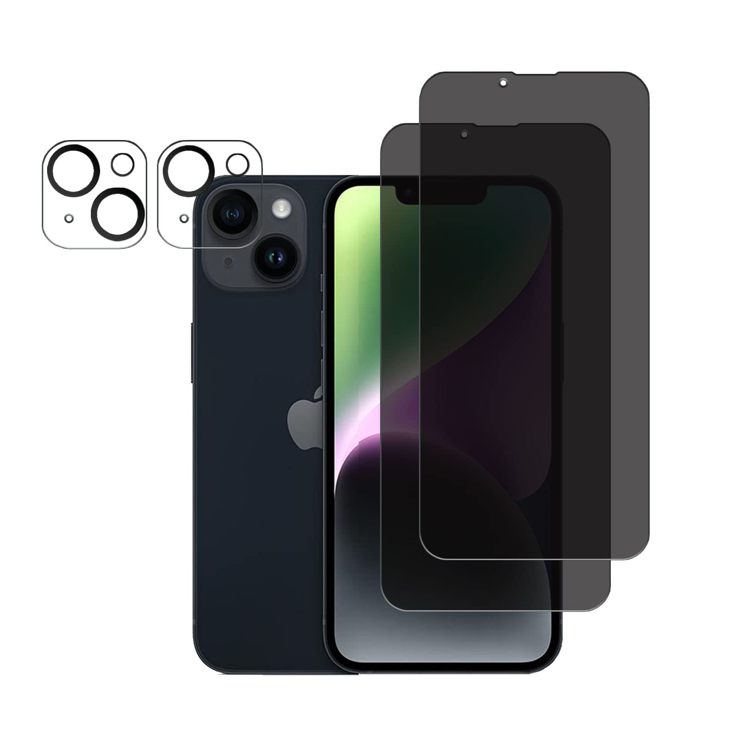 Douglass [2+2 Pack] iPhone 14 Privacy Screen Protector And Camera Lens Protectors, Anti-Spy Screen Glass Protector 9H Hardness Tempered Glass Film Anti-Scratch(Transparent Black)