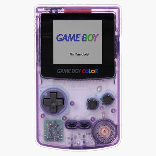 Calcomanía de vinilo, color morado translúcido, impermeable y de 5 pulgadas para Game Boy