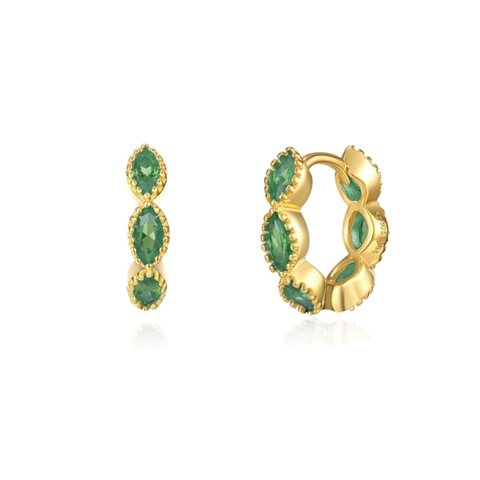Creolen-Set aus Sterlingsilber, goldene Creolen für Damen, Knorpel-Creolen mit Marquise-Zirkonia
