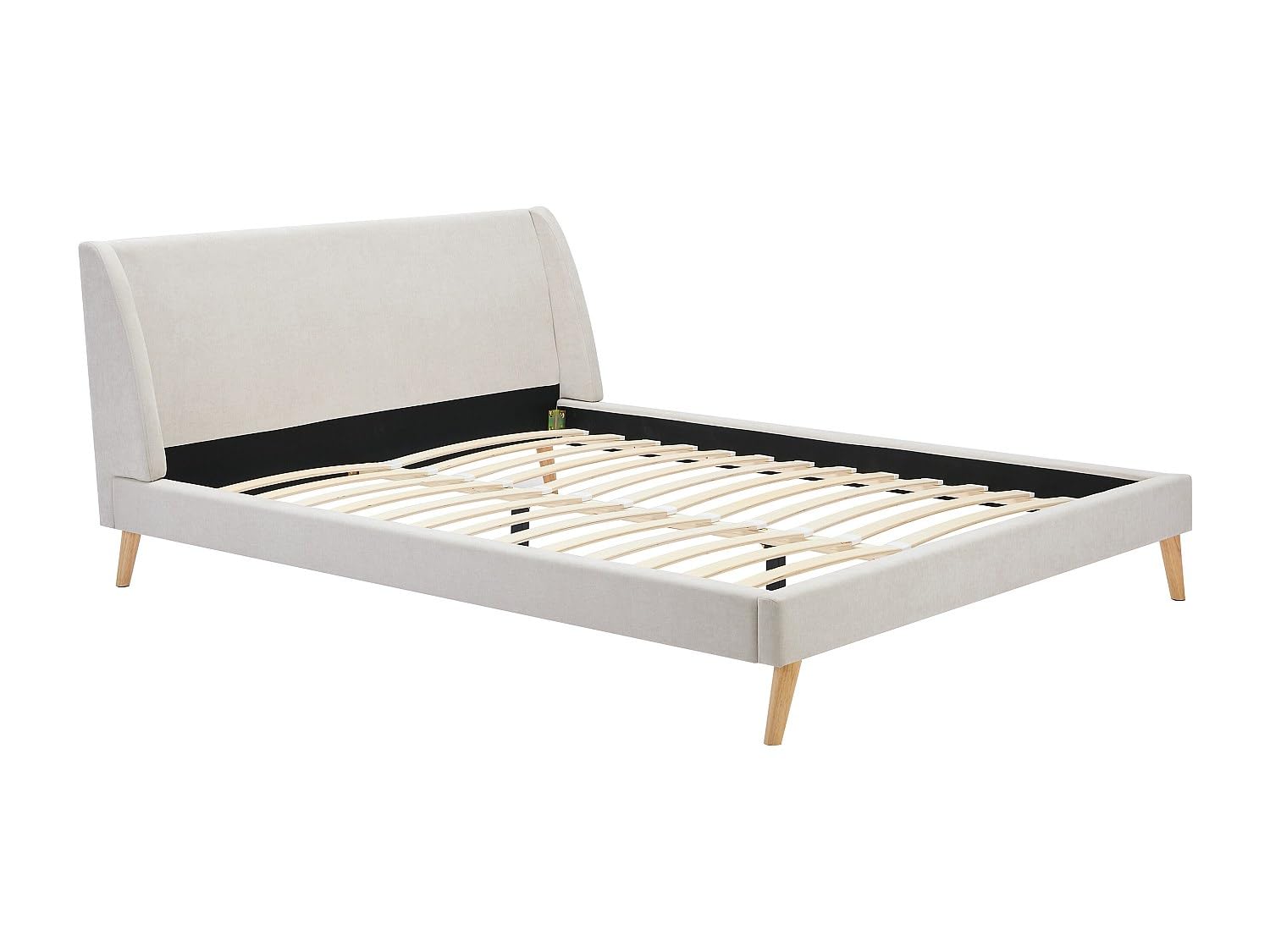 Vente-unique - Lit 180 x 200 cm - Tissu - Beige - BENEDICTE