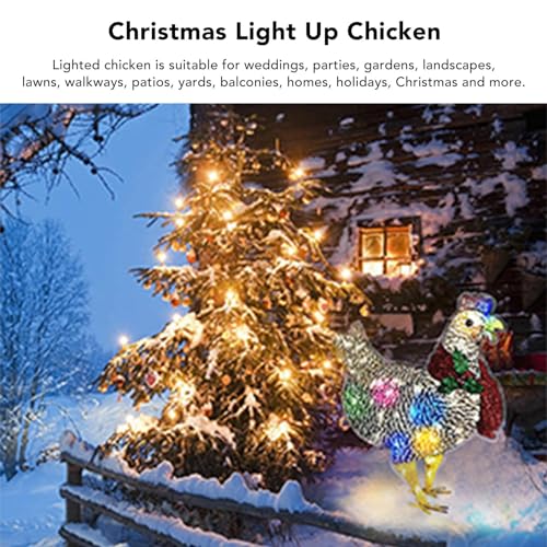 2 PCS Light Up Chicken with Scarf Outdoor Decor, Christmas Chicken Decorations - Image 3