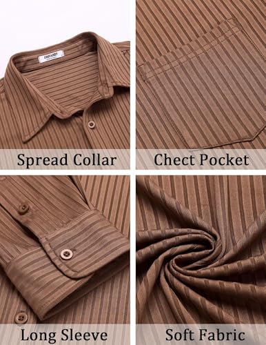 COOFANDY Men's Casual Button Down Shirt Long Sleeve Wrinkle Free Shirts Loose fit Shirt Textured Stretch Shirts with Pocket 5