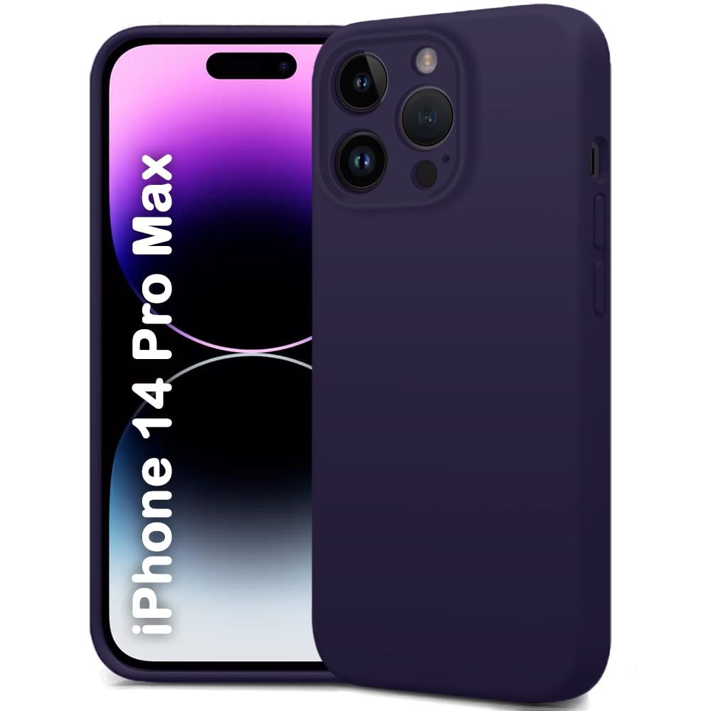 TheGiftKart Liquid Silicone Back Cover Case for iPhone 14 Pro MAX | Soft Micro-Fibre Lining Inside | Camera & Screen Protection | Shockproof Case Cover for iPhone 14 Pro Max (Silicone, Dark Purple)-image-23