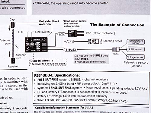 Futaba R334SBS-E ricevitore 2,4 GHz T-FHSS SRTelemetria