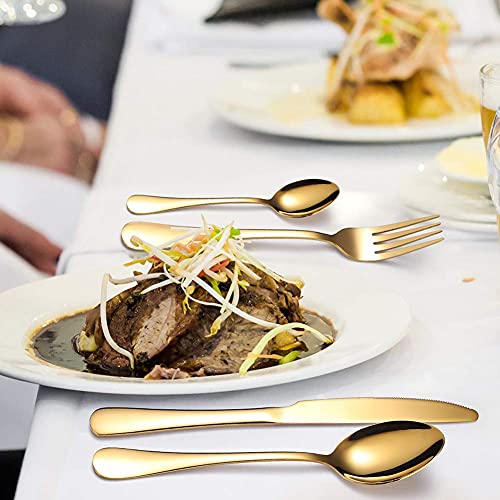 Juego de cubiertos de acero inoxidable (6 unidades), de primera calidad, de acero inoxidable apto para uso alimentario, elegante y duradero. Incluye cuchillos, tenedores y cucharas (24 piezas colorida