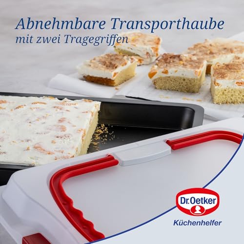 Foto von Dr. Oetker Backblech mit Transporthaube Bake & Go – 3in1: Ofenblech zum Backen, Aufbewahren und Transportieren – Antihaft, 42x29x4 cm