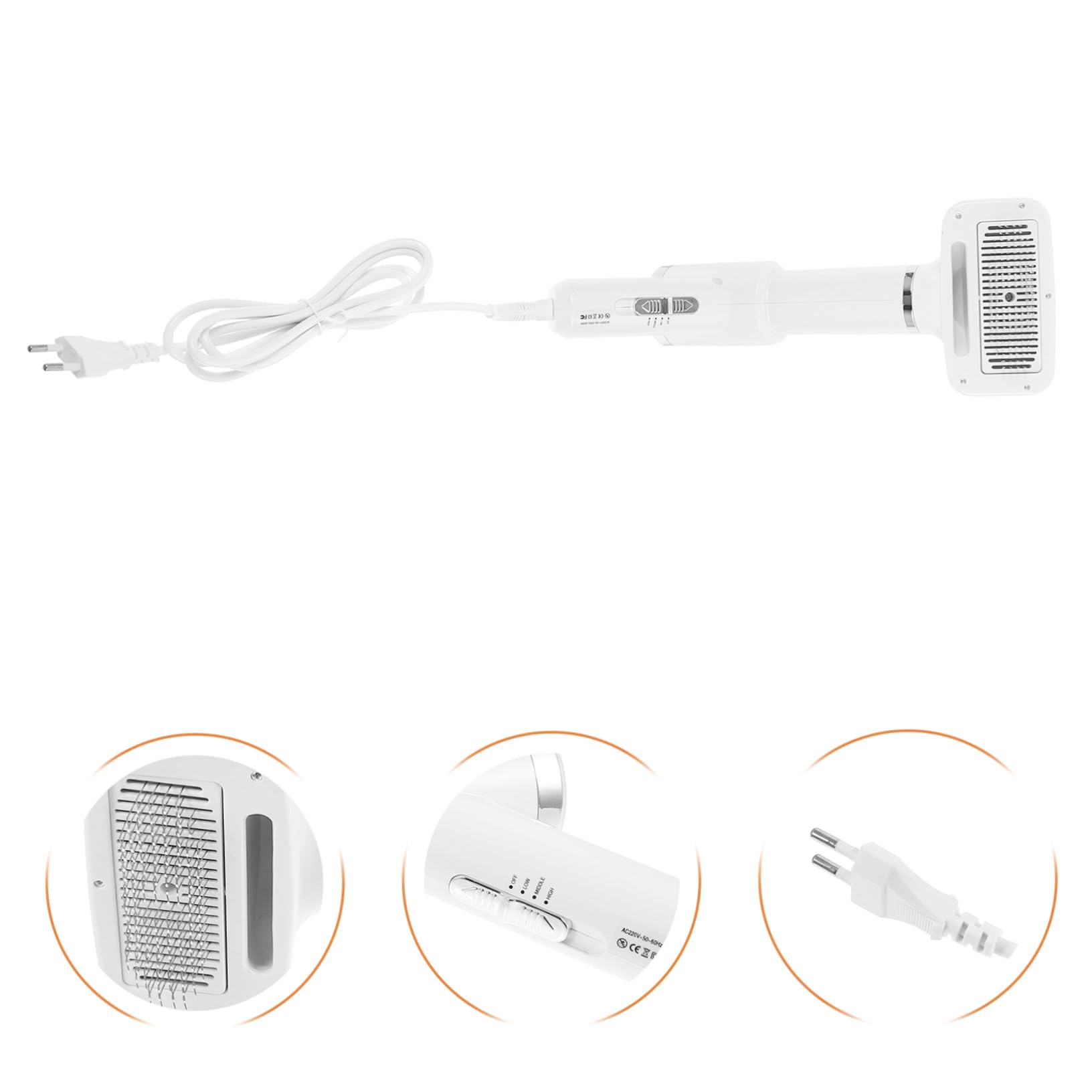 Kisangel Brosse Sèche-cheveux pour Animaux Portable en Plastique Blanc, Outil Sûr de Toilettage pour Chiens et Chats, Séchage Rapide et Confortable à Domicile