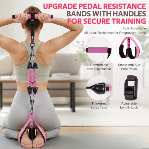 Image of WALITO 15 PCS Pilates Kit, Adjustable Pedal Resistance Band with Handle, Figure 8 Resistance Band for Exercise Women, At Home Workout Equipment Set with Yoga Ball & Booty Bands for Full Body Gym