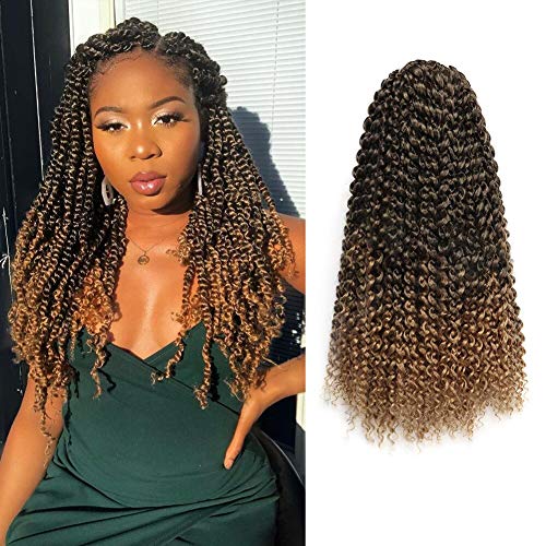 TOYOTRESS Passion Twist Hair - 16 Inch 7packs Ombre Blonde Water Wave Crochet Braids Synthetic Braiding Hair Extensions (16 Inch 7Packs, T27)