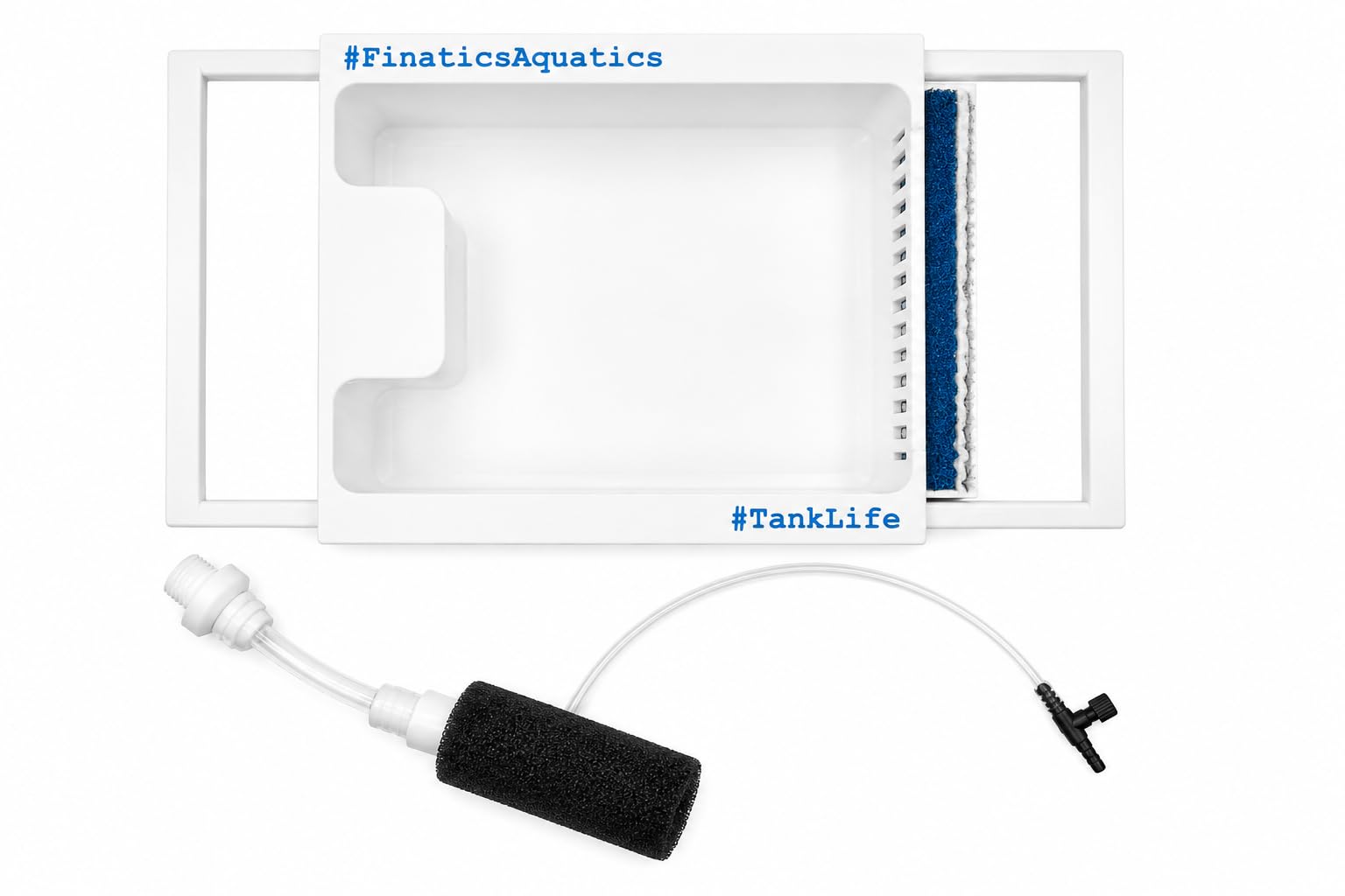 Finatics Aquatics Aquarium Fry Tray – External Hang-On Fry Grow-Out Box with Gentle Air Driven Circulation, Water Exchange & Adjustable Mounting for Fish Breeding Tanks (White, Medium - 34.5cm x 46cm)