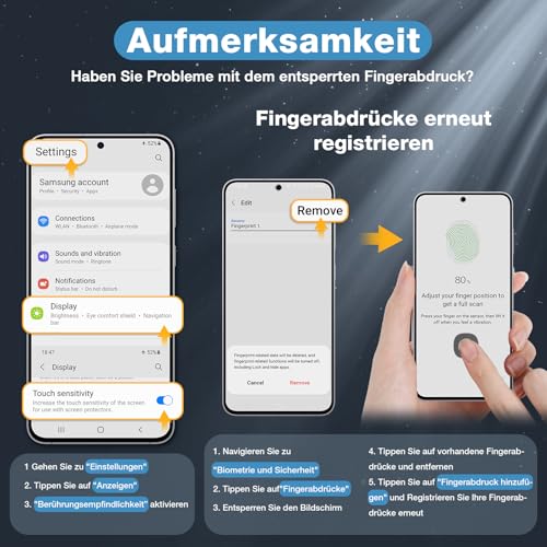 EGV Panzer Schutz Glas für Samsung Galaxy S25 FE mit 2 HD-klar schutzfolie und 2 Kameraschutz, Ultraschall-Fingerabdruck-Entsperrung, Berührungsempfindlich, [9H] Displayschutz, Kratzfest, Blasenfrei