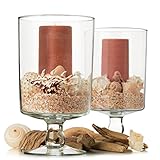 Libbey Harbor Pillar Glass Pedestal Vase, 11-inch, Set of 2