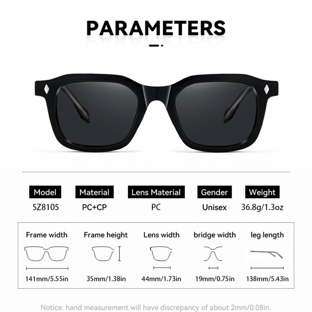 Klasyczne okulary przeciwsłoneczne damskie i męskie, luksusowe, vintage, modne, popularne okulary przeciwsłoneczne Punk Driving Shade UV400 (przezroczysty czarny)