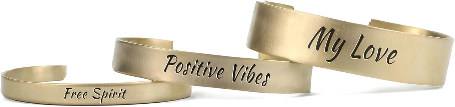 24k Gold Engraved Bracelet - Custom Open Cuff Jewelry - Personalized Text Design - Unisex Accessory