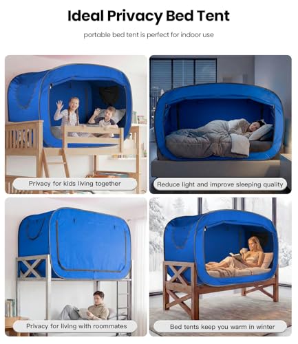 Image of ANC POP Bed Tent Twin Bed Canopy Tents Portable Dream Tent for Kids and Adult Indoor Sleeping Tents with 2 Doors Breathable Private Space Tents