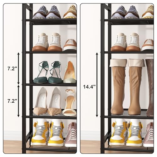 Image of HOMEFORT 10 Tiers Shoe Rack Organizer,30 inch Shoe Storage Shelf for Closet, Shoe Rack for Entryway,Holds 36-40 Pairs of Shoe, Tall Shoe Stand with Metal Shelves and MDF Top Board,Rustic Brown