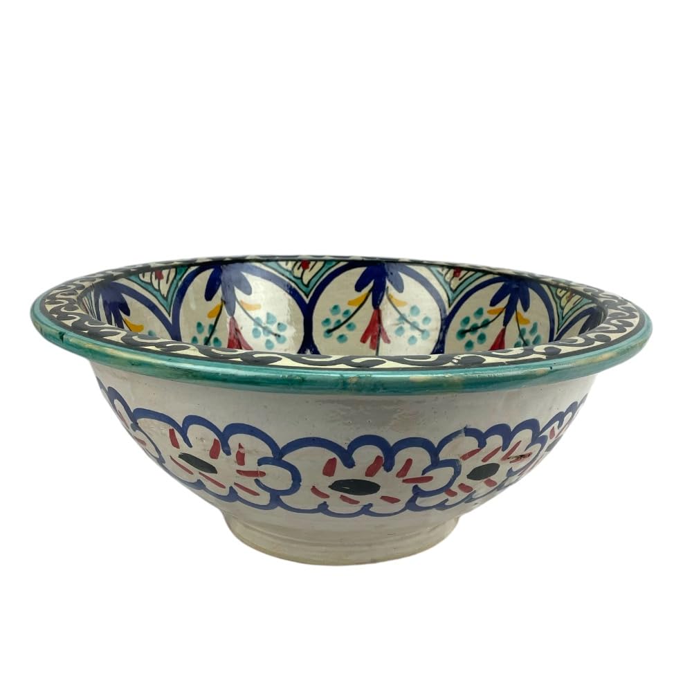 Lavabo lavandino marocchino in ceramica dipinta a mano, originale della città di Fes (Marocco) diam.cm40