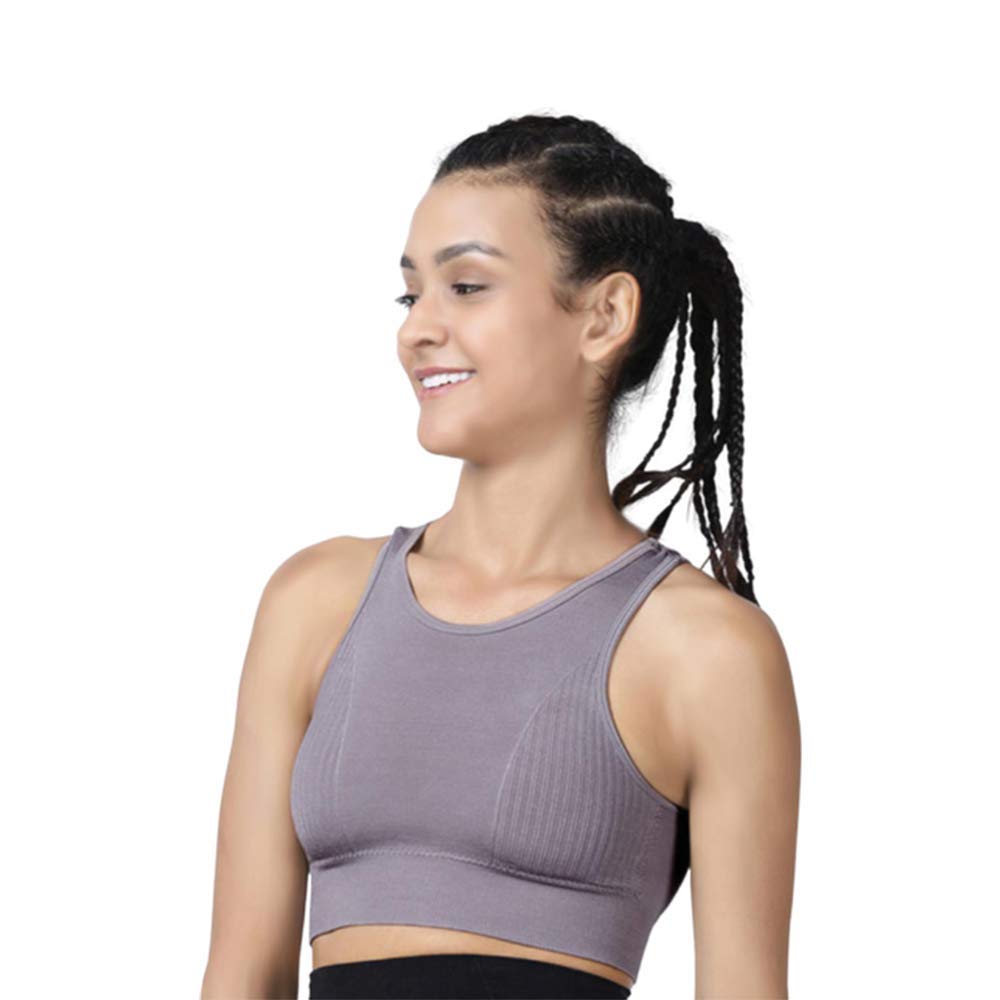 mimi by MICHELLE SALINS High Full Coverage Contour Sports Bra with Comfort Ventilation | High-Coverage | Seamless Technology to Help Keep You snug | Crop Top Soft Cup Sports Bra - Lavender (Small)