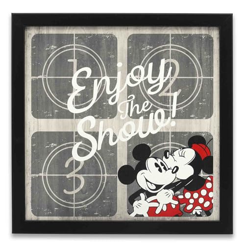 Décoration murale Mickey et Minnie Disney en bois encadré pour salle de cinéma