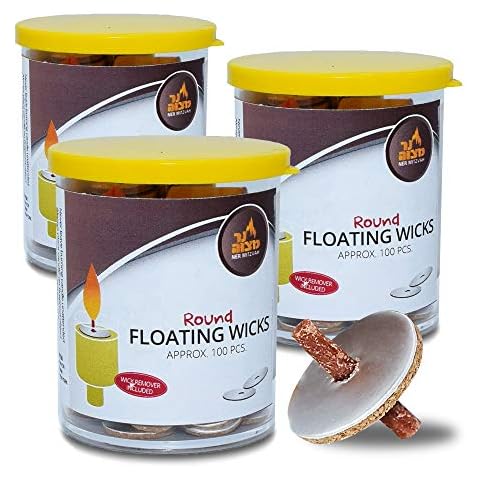 Ner Mitzvah Redondo Mechas de Vela Flotante Cover