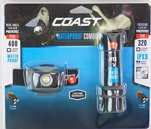 Coast LED Headlamp and Flashlight Combo Gift Set, Waterproof, Super Bright LEDs