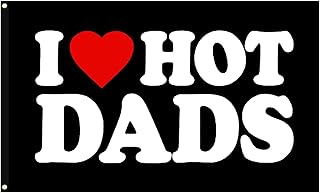 Bradford I Love Hot Dads Flag 3x5 ft Gift for Dad, Heavy Duty I Heart Hot Dad for Father's Birthday or Father's Day, Vivid Color Dads Flag Banner with 2 Brass Grommets Decoration Tapestry Gifts
