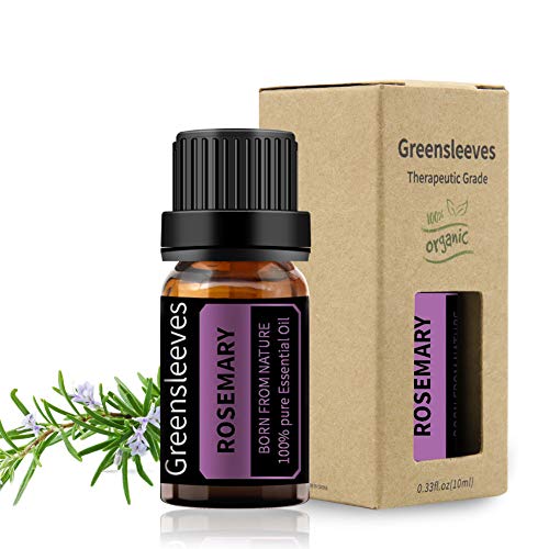 GREENSLEEVES Rosemary Essential Oil 100% Pure Organic Therapeutic Grade Aromatherapy Oil 10ml for Massage, Skin Care, Diffuser (Rosemary)
