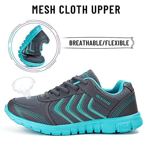 Duoyangjiasha Women's Athletic Road Running Mesh Breathable Casual Sneakers Lace Up Comfort Sports Student Fashion Tennis Shoes Dark Gray #TOP3