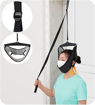 Cervical Neck Traction Device for Home Use Over The Door Hanger Unit Neck Stretcher Hammock for Pain Relief Spinal Decompression Devices Neck Sling Hanging Head Harness Physical Therapy for Men Women