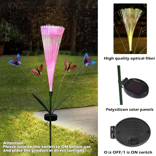 Image of Elegant and Luminous Fiber Optic Lights-Solar Garden Lights for Stunning Garden Decor, Featuring Bright LED Colors and Graceful Butterfly Details